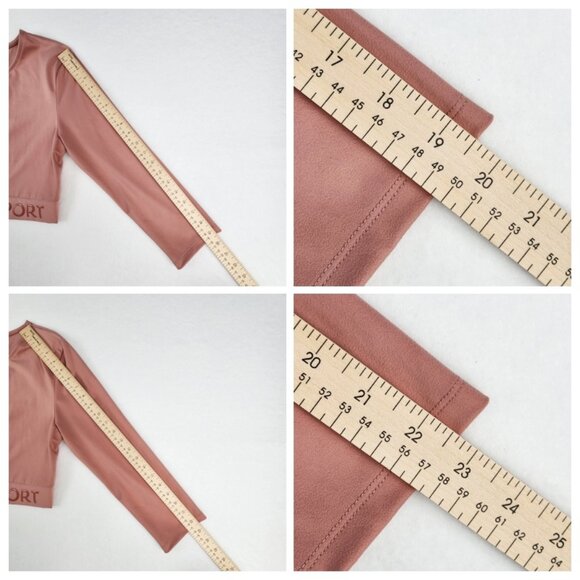 Victoria Sport Victorias Secret Long Sleeve Crop Top Size Large Pink Peach - Picture 5 of 7